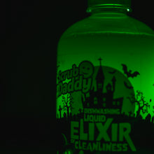 Kép betöltése a galériamegjelenítőbe: Scrub Daddy Halloween világító mosogatószer címkéje sötétben
